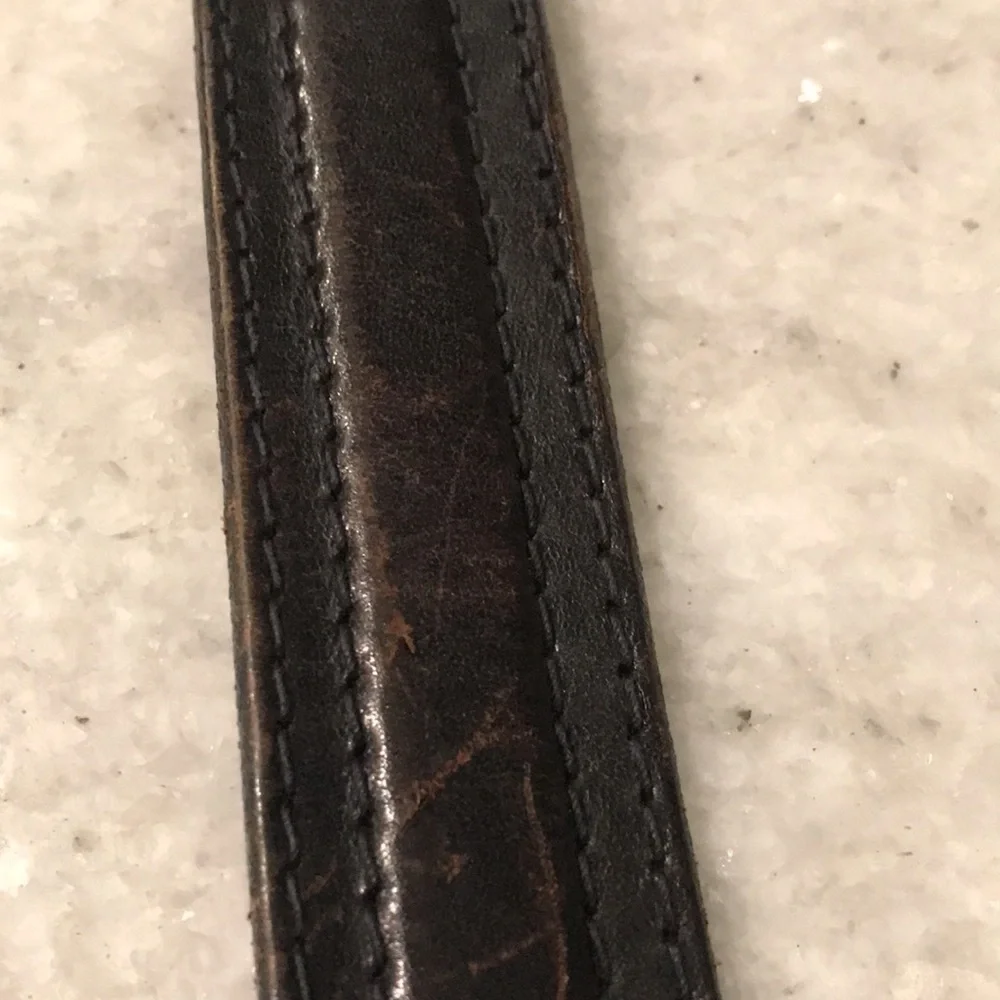 Vintage Buxton Belt Mens 42 Brown Oil Tanned Leather Brass Buckle Minimalist